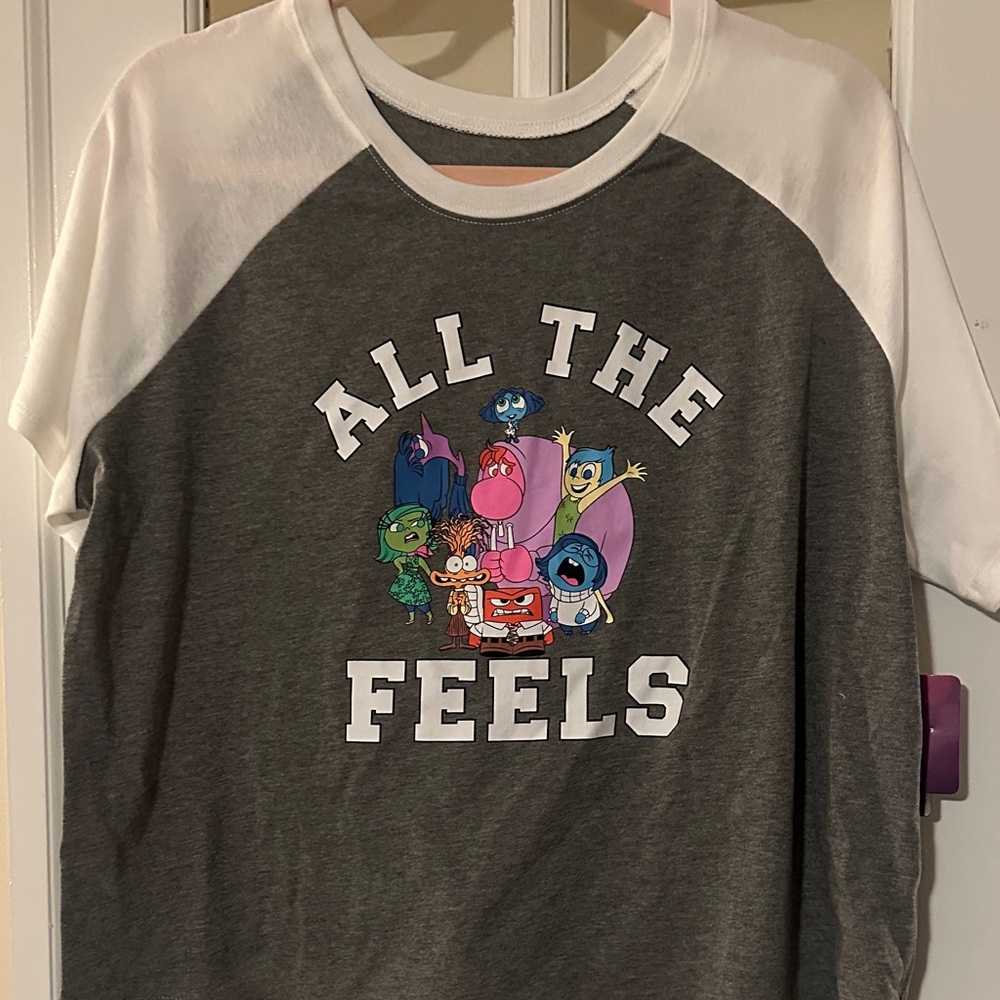 Torrid x Disney ( Inside Out movie) Gray and White Short Sleeve Tee